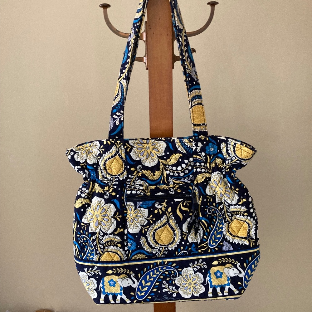 VERA BRADLEY LARGE TOTE ELLIE BLUE RARE FIND RETIRED ELEPHANT